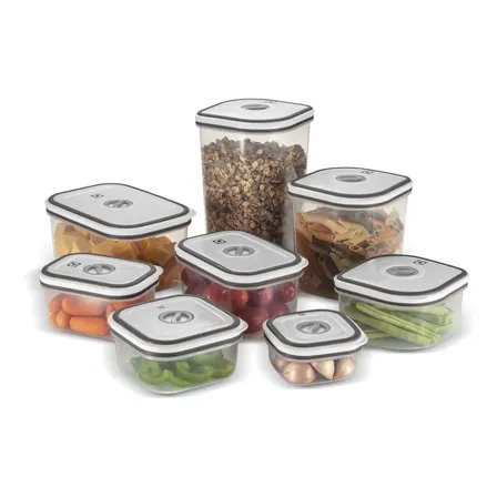 Kit Potes Plásticos Transparente com Tampa Branca 8 Unidades Electrolux