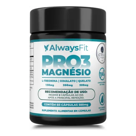 Pro3magnésio Always Fit - L-treonina, Quelato E Dimalato - 60 Cápsulas