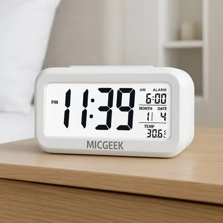 Relógio Digital Mesa Despertador Inteligente Cabeceira Quarto Idoso Com Sensor De Temperat