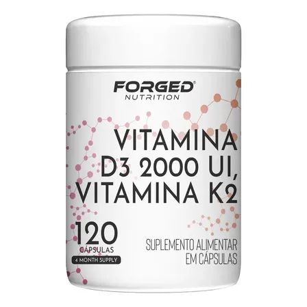 Vitamina D3 2000IU + K2 Menaquinona-7 - Máxima Absorção - 120 Cápsulas - Forged Nutrition