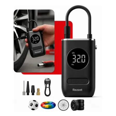 Mini Compressor Digital Portátil para Carro Moto e Bicicleta com Calibrador Digital Inflad