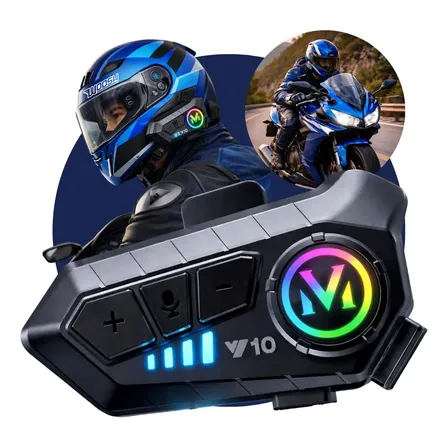 Fone De Ouvido Para Capacete Intercomunicador Bluetooth Headset Rgb Sem Fio Música GPS Cha