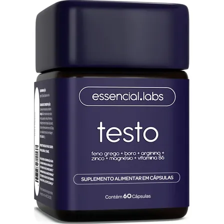 TESTO ESSENCIAL - Fórmula Exclusiva com Feno Grego + Boro + Arginina + ZMA + Vitamina B6 -