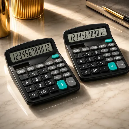 Kit 2 Calculadora De Mesa Escritório Comercio Display 12 Dígitos Simples Visor e Teclas Gr