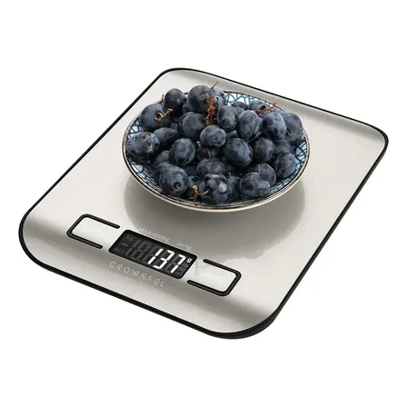 Balança de Cozinha Balança Digital Para Alimentos Crownful 5 kg/11 lb Aço Inoxidável, Para