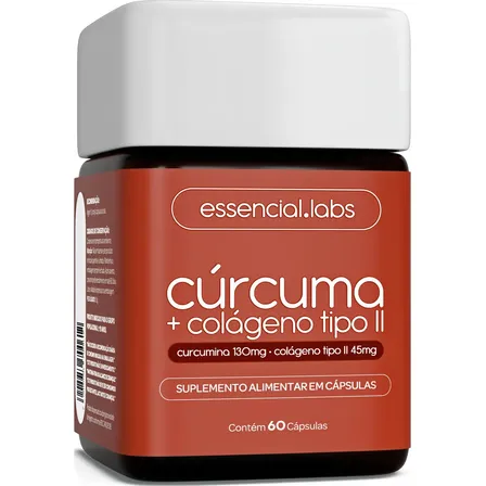 CÚRCUMA 130mg + COLÁGENO Tipo Ii 45mg - Fórmula com Máxima Concentração e Pureza - 60 Cáps