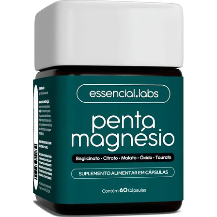PENTA MAGNÉSIO - Bisglicinato + Dimalato + Citrato + Taurato + Óxido de Magnésio - A Combi