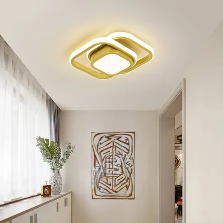 Plafon LED Quadrado Dourado Tieesa X001, 36W, Bivolt, para Teto
