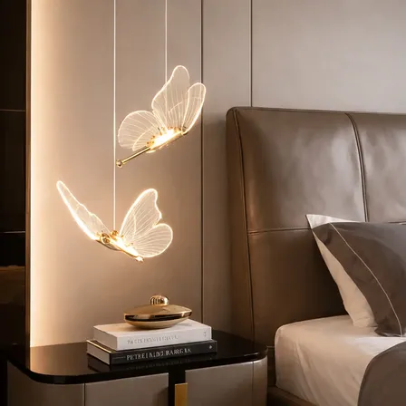 Luminária Pendente LED em Formato de Borboleta, Luminária Decorativa Moderna com Design El