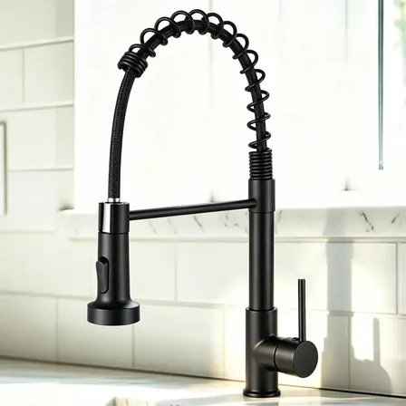 Torneira Cozinha Monocomando com Mola Flexível e Giro 360° Gourmet Alta Pressão Água Fria