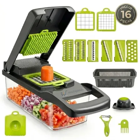 Cortador Fatiador Ralador de Legumes Frutas 16 em 1 Multifuncional Mandolin com Lâminas In