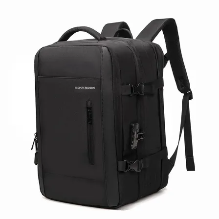 Mochila para computador masculina, com fecho de senha, capacidade expansível de 25-40L, im