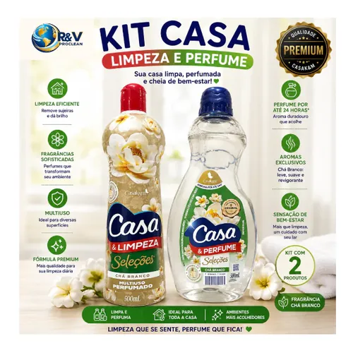 Kit Casa & Limpeza Chá Branco 2 Produtos 500ml Limpeza e Perfume