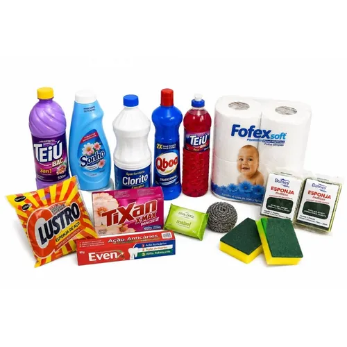Cesta Basica Kit Limpeza para Casa 12 Itens Produtos Casa E Banheiro